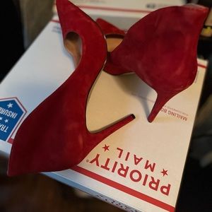Women Red suede heels